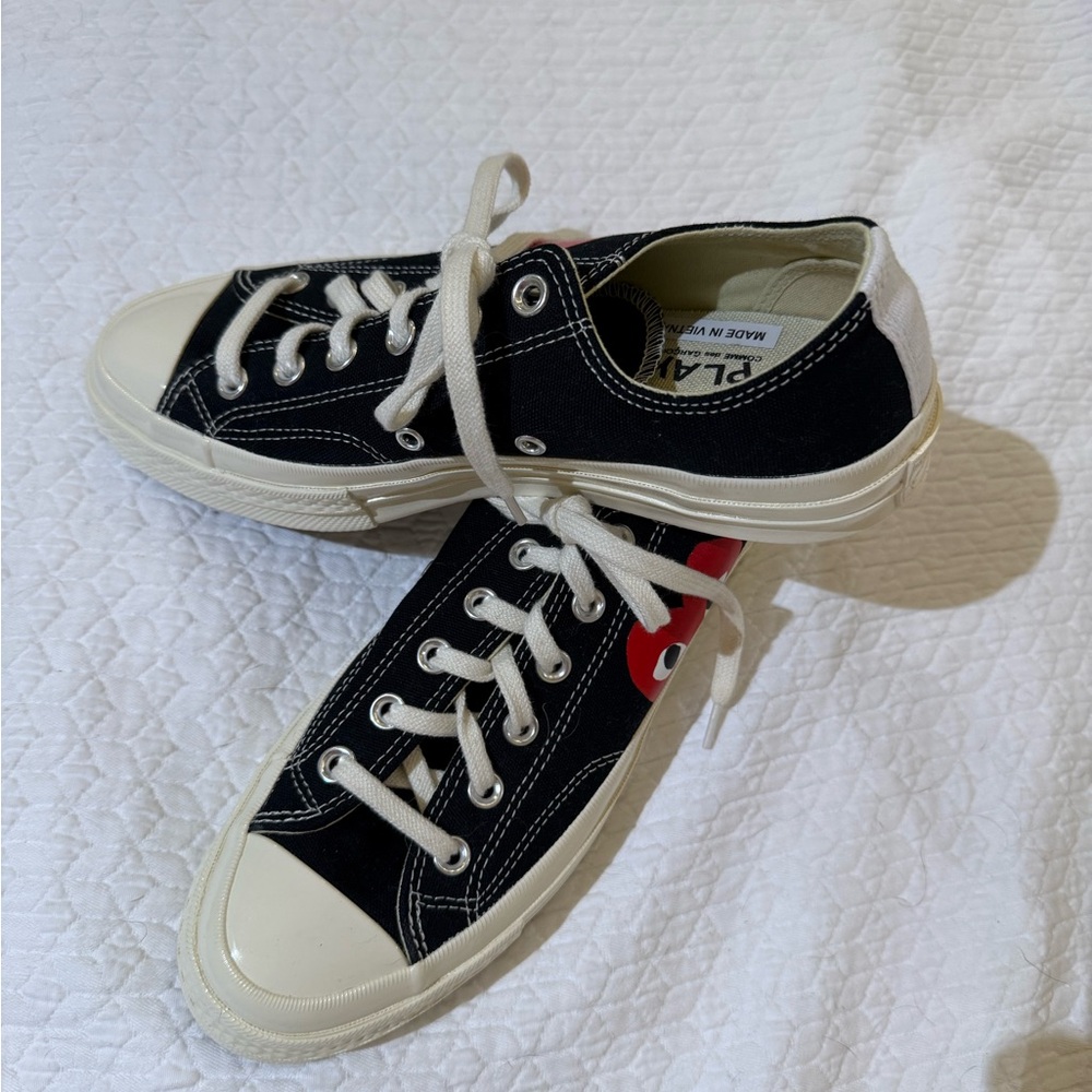 Converse Comme des Garcons Black and White Sneakers with Red Heart ❤️ 7/37EU